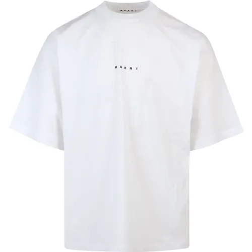 Logo Print Baumwoll T-Shirt , Herren, Größe: XS - Marni - Modalova
