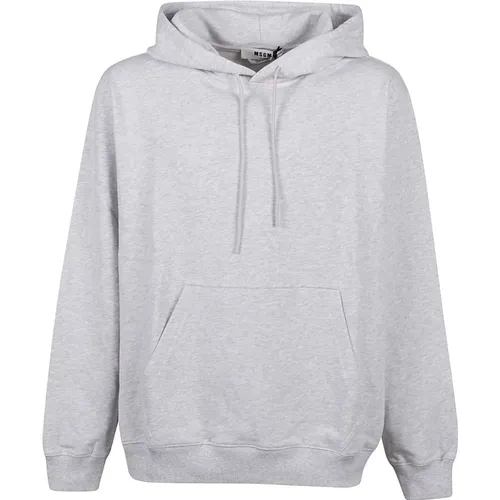 Oversized Logo Hoodie Hellgrau Melange , Herren, Größe: M - MSGM - Modalova