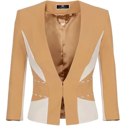 Technical Bicolor Jacket , female, Sizes: XS - Elisabetta Franchi - Modalova