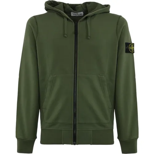 Grüner Reißverschluss Kapuzenpullover , Herren, Größe: S - Stone Island - Modalova