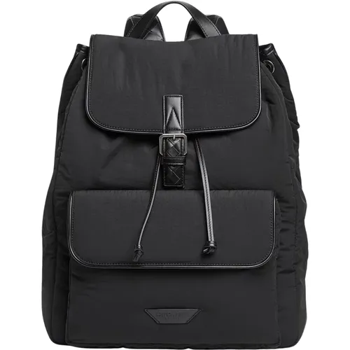 Schwarzer Nylon-Rucksack mit Lederdetails - Bottega Veneta - Modalova