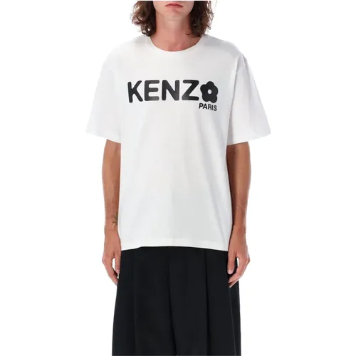 Weißes T-Shirt mit Blumengrafik , Herren, Größe: M - Kenzo - Modalova