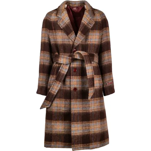 Check Coat with Label , male, Sizes: M - Gucci - Modalova