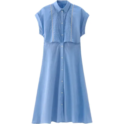Vintage Pintuck Chambray Kleid , Damen, Größe: XS - Woolrich - Modalova