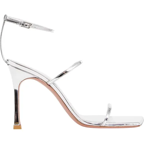 Mirror Silver Sandal Stiletto Heel , female, Sizes: 5 1/2 UK, 2 UK, 8 UK, 4 UK, 6 UK, 5 UK, 4 1/2 UK, 3 1/2 UK, 3 UK, 7 UK - Amina Muaddi - Modalova