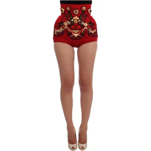 Kristallrosen Seiden Shorts - Dolce & Gabbana - Modalova