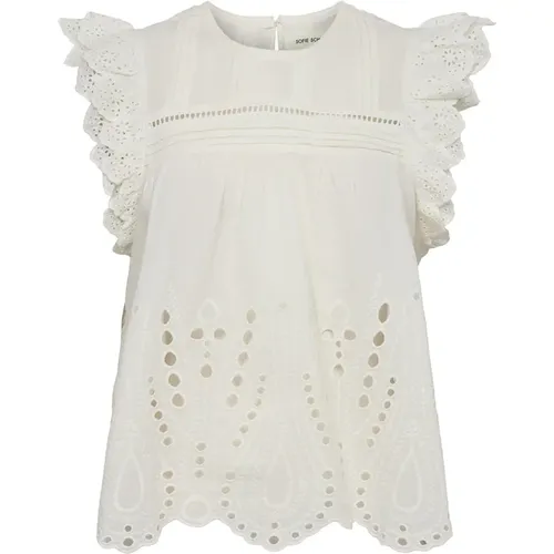 Embroidered Top with Ruffle Sleeves , female, Sizes: M - Sofie Schnoor - Modalova