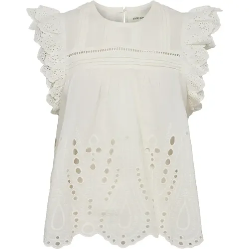 Embroidered Top with Ruffle Sleeves , female, Sizes: M, L, XS, XL - Sofie Schnoor - Modalova