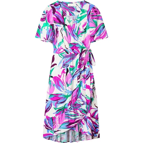 Wrap Dress with Hand-painted Floral Print , female, Sizes: L, XS - Pom Amsterdam - Modalova