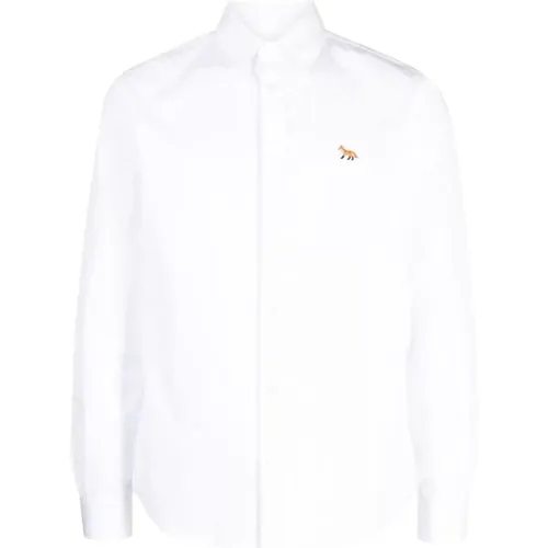 Cotton Poplin Classic Shirt with Baby Fox Patch , male, Sizes: XL - Maison Kitsuné - Modalova