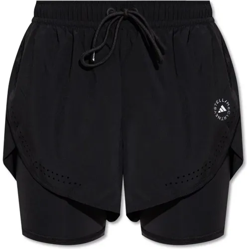 Two-layered shorts with logo , female, Sizes: L, XS, XL, S - adidas by stella mccartney - Modalova