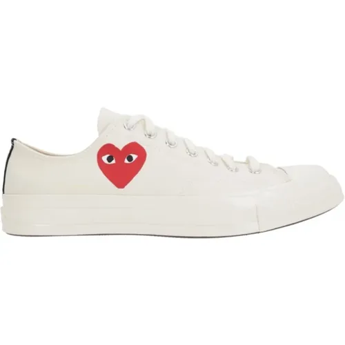 Heart Print Canvas Low-Top Sneakers , female, Sizes: 3 UK, 5 1/2 UK, 4 UK, 7 UK, 5 UK, 6 UK - Comme des Garçons Play - Modalova