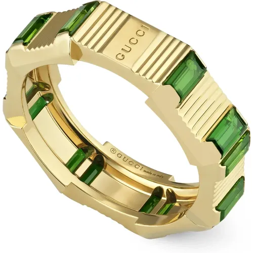 Link to Love ring in 18kt yellow gold and green tourmaline , female, Sizes: 53 MM - Gucci - Modalova