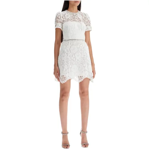 Floral Lace Sheath Dress with Crystal Embellishments , female, Sizes: 2XS - Self Portrait - Modalova