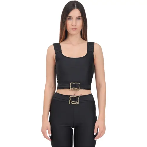 Schwarzes Casual Top mit Logo-Trägern,Schwarzes Top mit ***cv Detail - Just Cavalli - Modalova