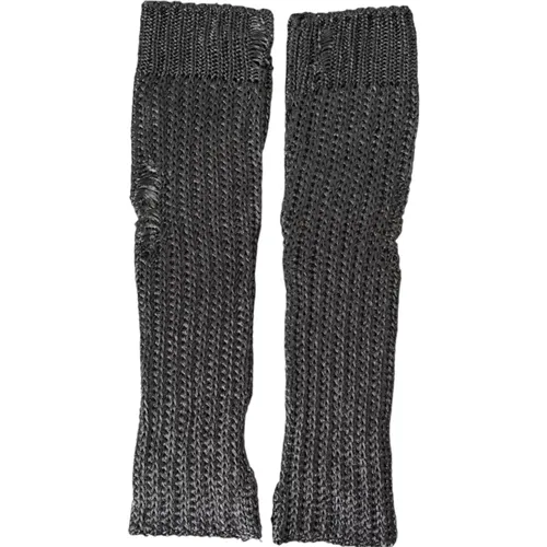 Grey Fingerless Elbow Length Gloves , female, Sizes: 7 1/2 IN - Dolce & Gabbana - Modalova