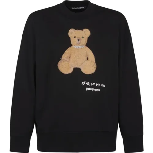 Bear in Mind Crew Shirt , male, Sizes: M, XL, S, L - Palm Angels - Modalova