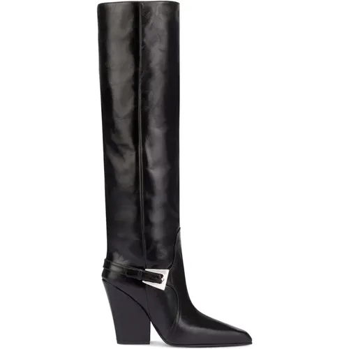 Buckle Knee-High Leather Boots , female, Sizes: 7 UK - Paris Texas - Modalova