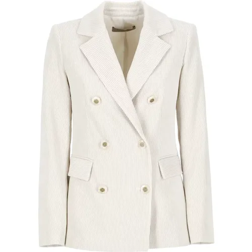 Ivory Corduroy Blazer Peak Revers Jacke - D.Exterior - Modalova