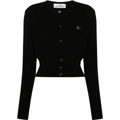 Cropped Cardigan with Orb Logo Embroidery , female, Sizes: XS, M, L, S - Vivienne Westwood - Modalova