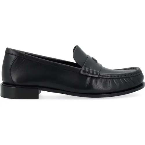 Schwarzer Leder Loafer Mokassin , Damen, Größe: 38 1/2 EU - Max Mara - Modalova