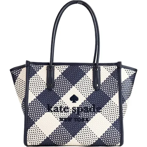 Ella Gingham Blazer Blau Gewebte Schultertasche - Kate Spade - Modalova