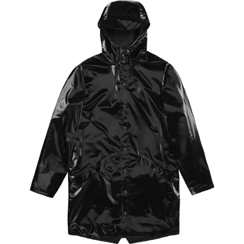 Lange Jacke W3 Schwarze Regenjacke , Damen, Größe: L - Rains - Modalova