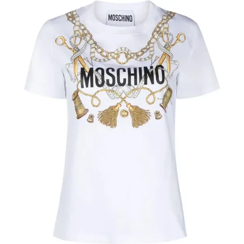 Weiße T-Shirts & Polos für Frauen , Damen, Größe: S - Moschino - Modalova