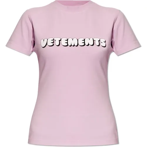 Figurbetontes T-Shirt mit Logo - Vetements - Modalova