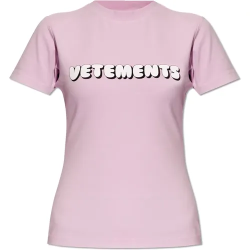 Figurbetontes T-Shirt mit Logo , Damen, Größe: S - Vetements - Modalova