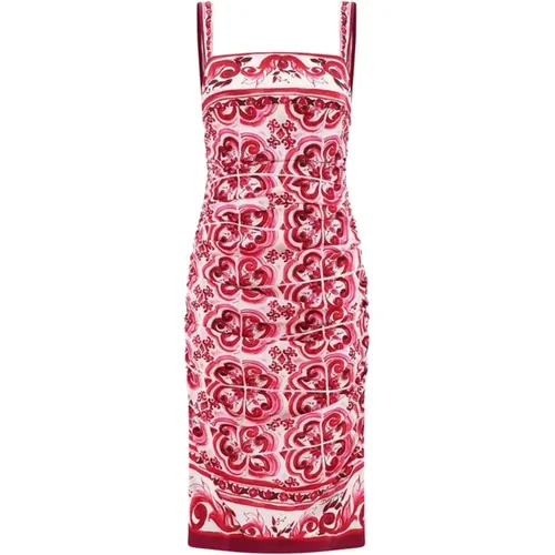 Rosa Seidenkleid mit Rückenreißverschluss - Dolce & Gabbana - Modalova
