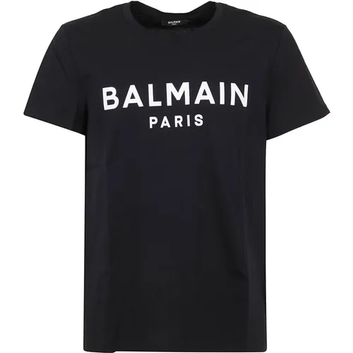 Bedrucktes Rundhals-T-Shirt - Regular Fit , Herren, Größe: XL - Balmain - Modalova