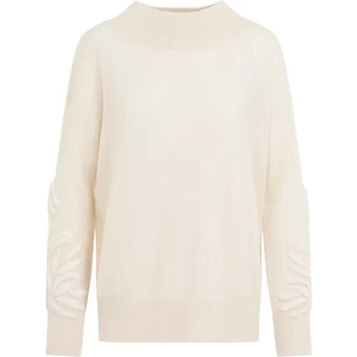 Cashmere Floral Sweater Nude Neutrals , female, Sizes: XS, S - Ermanno Scervino - Modalova