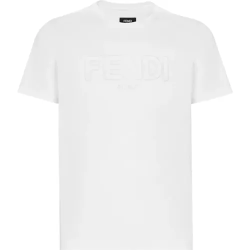 Zig-Zag Logo T-Shirt in , male, Sizes: XL, 2XL - Fendi - Modalova