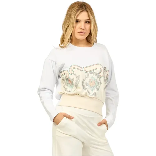 Cotton Crewneck Sweater with Print , female, Sizes: L, M, XS, S, 2XS - Jijil - Modalova