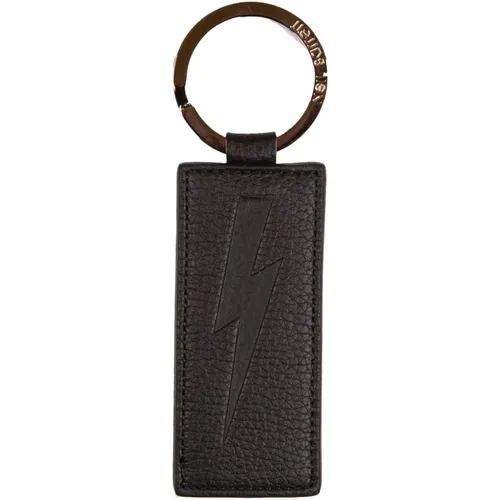 Leather Keychain , male, Sizes: ONE SIZE - Neil Barrett - Modalova