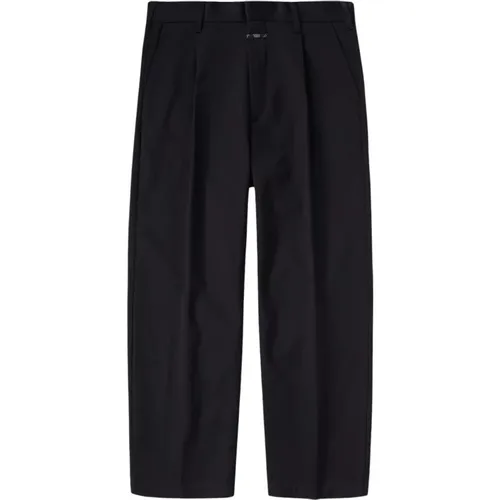 Relaxed Fit Pants with Pleats. Side and Back Pockets. , male, Sizes: W34 - closed - Modalova