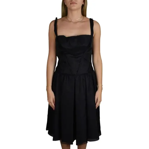 Seiden Plissiertes Midi-Kleid , Damen, Größe: S - Dolce & Gabbana - Modalova