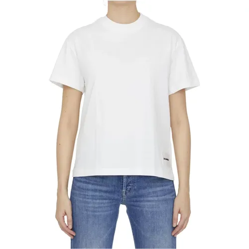 Cream Crewneck T-Shirt for Women , female, Sizes: M - Jil Sander - Modalova