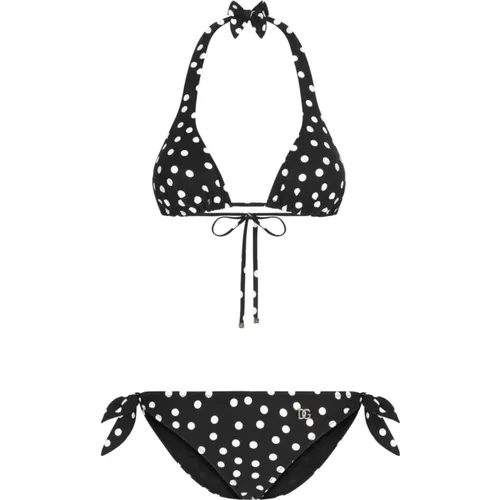 Polka Dot Bikini Set , female, Sizes: 2XS - Dolce & Gabbana - Modalova