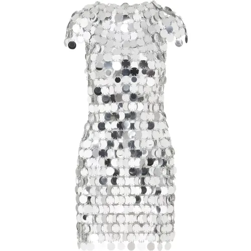 Metallic Silver Sequin Dress , female, Sizes: XS - Paco Rabanne - Modalova