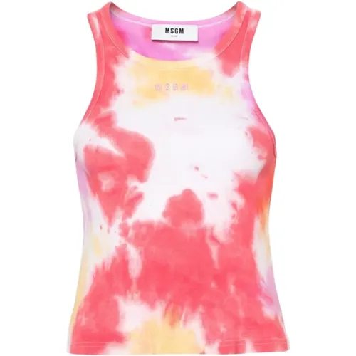 Tie-Dye Geripptes Tanktop , Damen, Größe: S - MSGM - Modalova