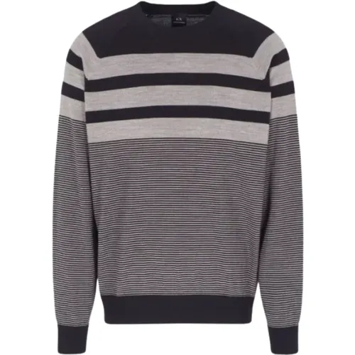 Dunkelblaues Pullover Stilvolles Modell - Armani Exchange - Modalova