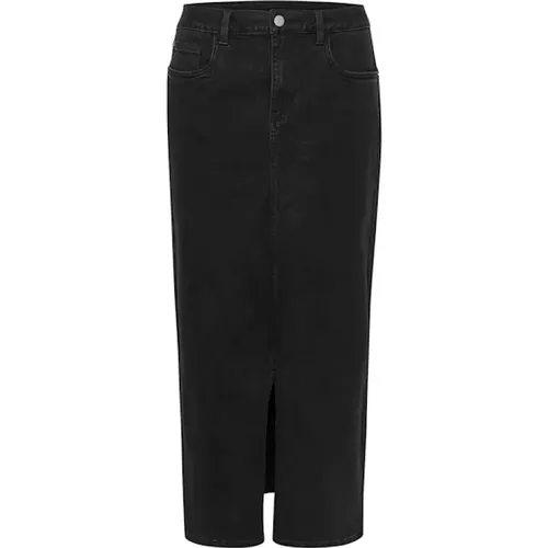 Denim Skirt with Split , female, Sizes: XL, XS, 3XL, S, M, 2XL, L - Kaffe - Modalova