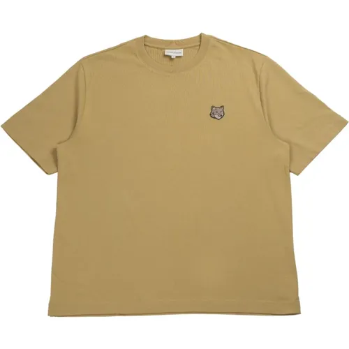 Fox Head Oversize T-shirt mit Baumwoll-Patch , Herren, Größe: XL - Maison Kitsuné - Modalova