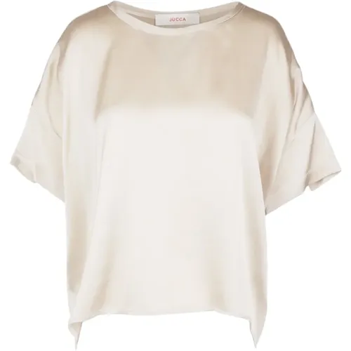 Silk Tshirt with Round Neck , female, Sizes: XS - Jucca - Modalova