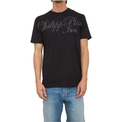 Crystal Round Neck T-shirt , male, Sizes: L, XL - Philipp Plein - Modalova