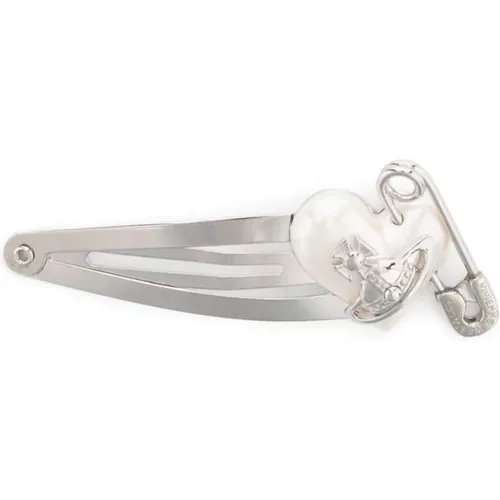 Heart motif Orietta hair clip silver , female, Sizes: ONE SIZE - Vivienne Westwood - Modalova