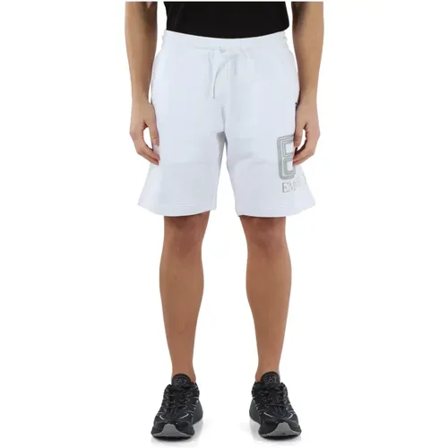 Cotton Sweat Shorts with Logo Print , male, Sizes: S - Emporio Armani EA7 - Modalova