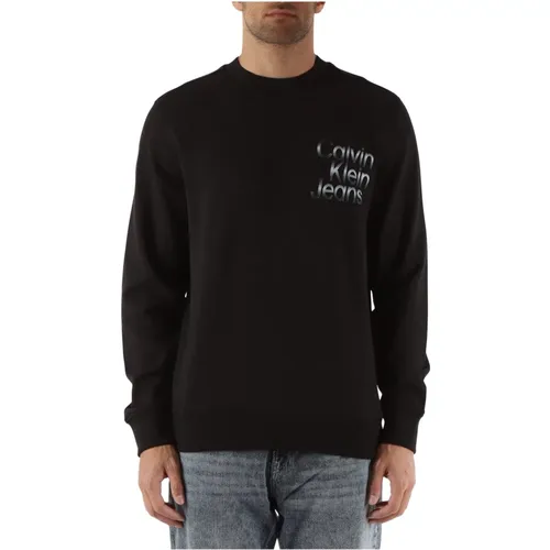 Cotton sweatshirt with front logo , male, Sizes: S, L, XL, 2XL, M - Calvin Klein Jeans - Modalova